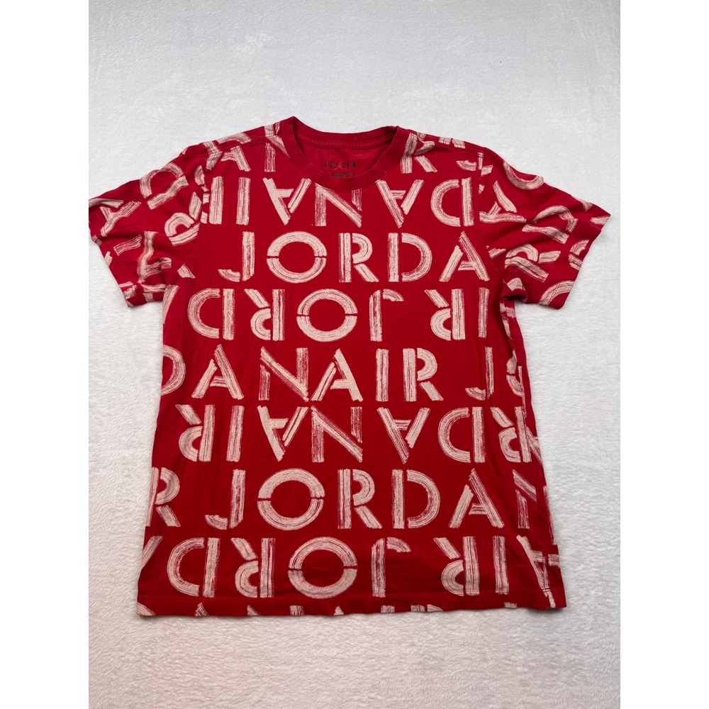 Jordan‎ Air All Over Print T-Shirt Mens Large Red Graphic Short Sleeve Tee